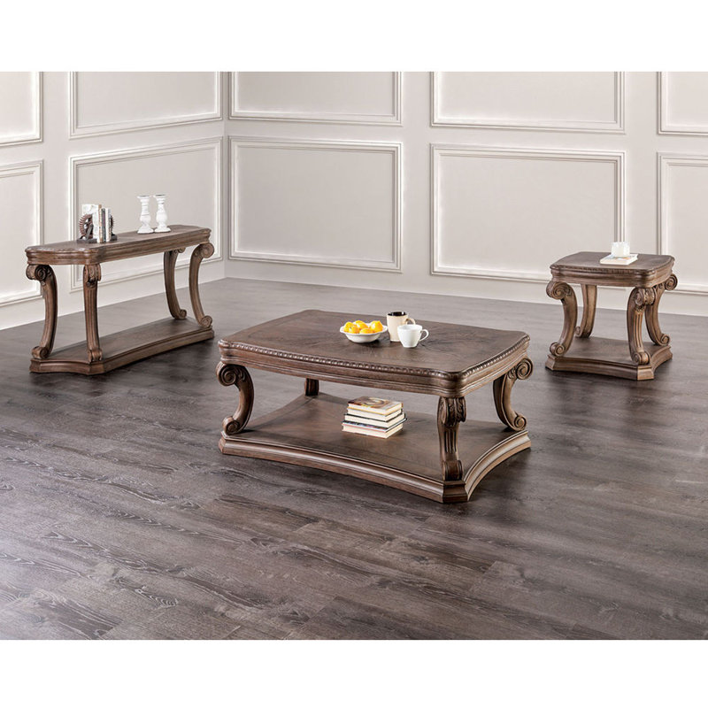 Table basse de style traditionnel avec moulures à volutes Dentil
