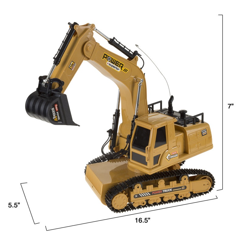 Hé! Jouez! Pelle télécommandée - jouet de tracteur avec griffe mobile et batterie rechargeable - véhicules de construction RC