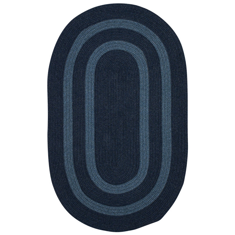 Tapis bleu en laine tissé à la main Van Cleef, Ovale 5 pi x 8 pi