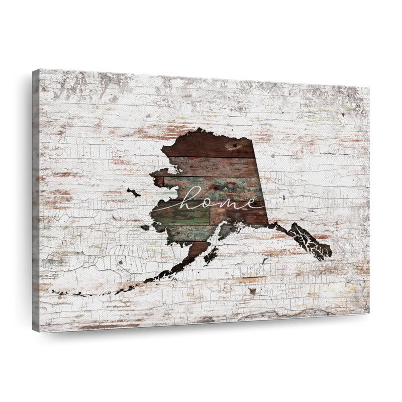 Alaska Home Map sur impression sur toile, H 32 po x l 40 po x P 1,25 po