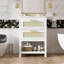 Meuble-lavabo de 24 po avec lavabo intégré en céramique, meuble-lavabo à 1 tiroir profond, 1 tiroir rabattable et meuble-lavabo simple pour petite et moyenne salle de bain-130940519