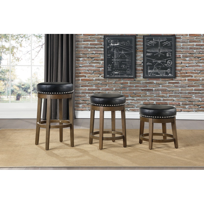 Tabouret d'appoint en bois massif Alby, Noir