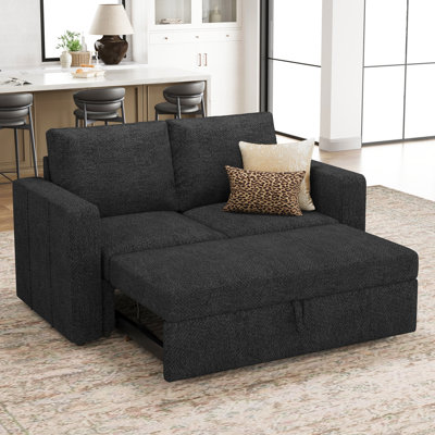 Rafael 2 Seats Fabric Sectional Pull Out Sofa Memory Foam Mudular Sofa For Living Room