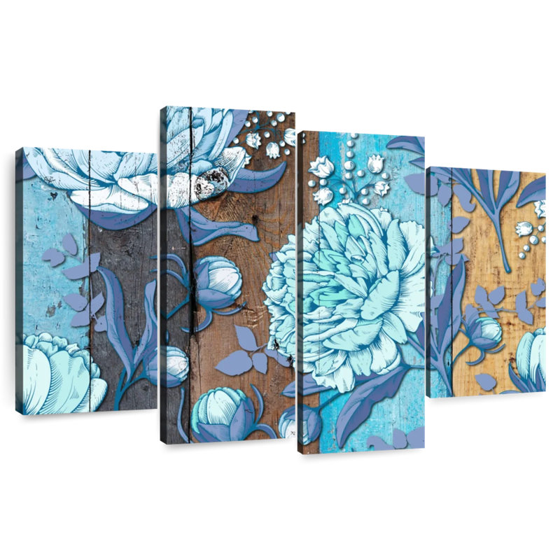 Wooden Blue Peony