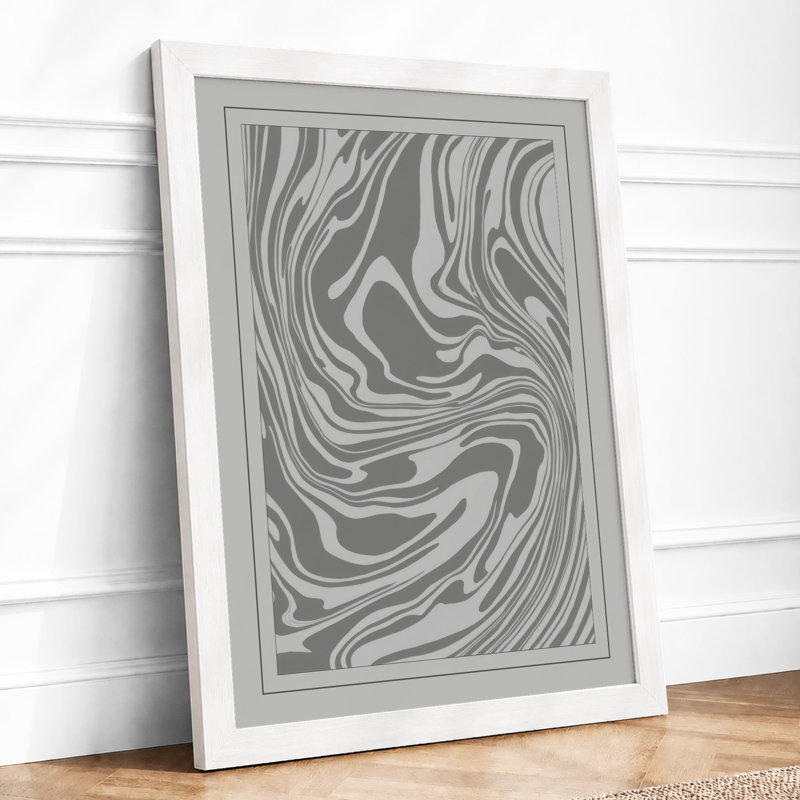 Flowing Lines Abstract - Framed Print, A4 - 29.7 x 21.0 cm, White