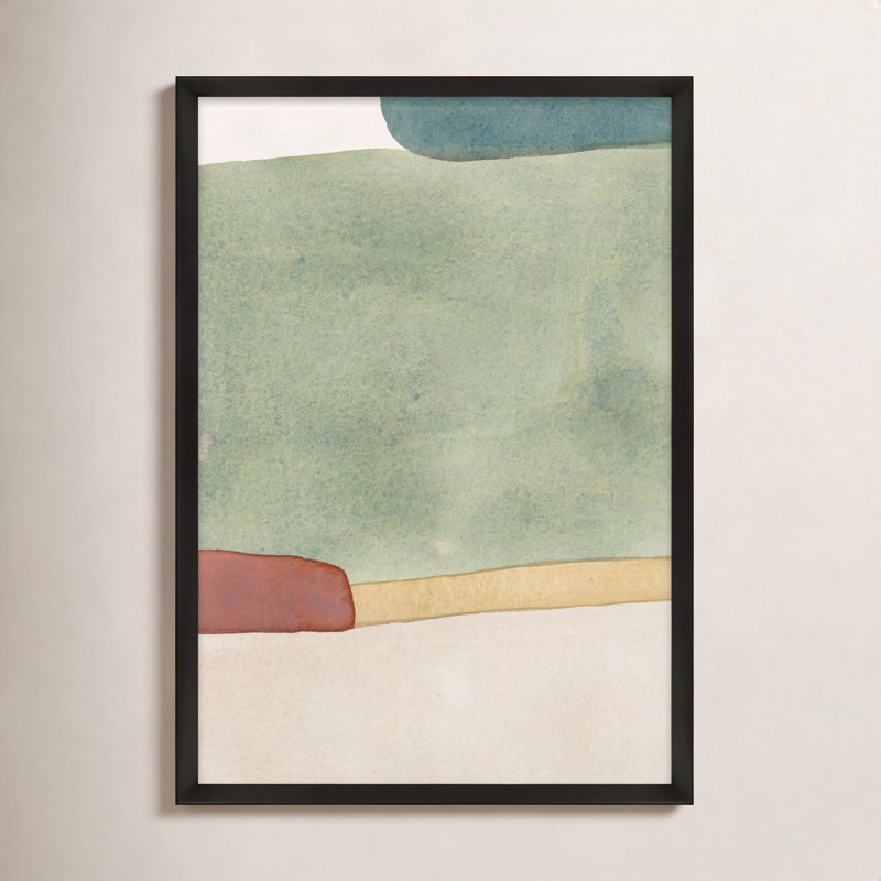 «Divided Distant Green» par Julia Balfour - peinture encadrée, L 17,50 po x H 25 po, Cadre noir