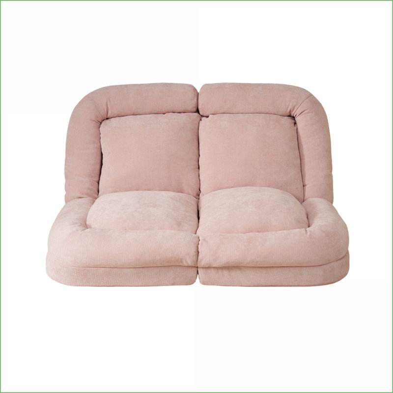 Convertible Single Fold-Out Sofa Bed - 18-Position Adjustable | Pink | Seat Depth 63.78, Pink Fabric