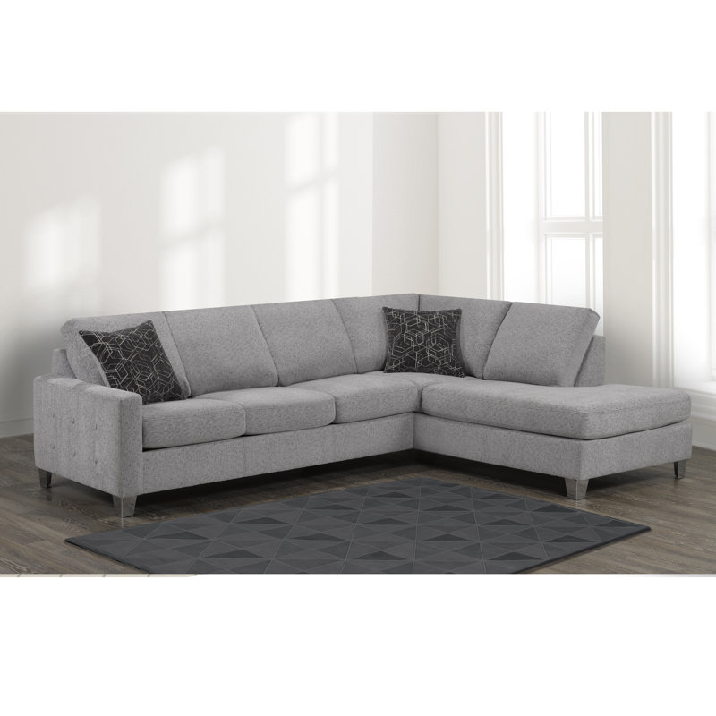 Upholstered L-Shaped Sectional Right Hand Facing, Silver 100% Polyester