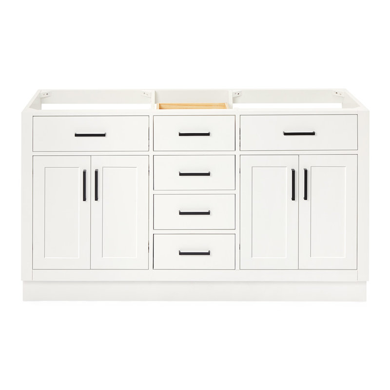 60" Double Bathroom Vanity Base Only, White