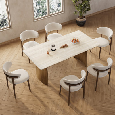 Ensemble de table de salle à manger de style Mid-Century 71 po avec 6 chaises Drennen