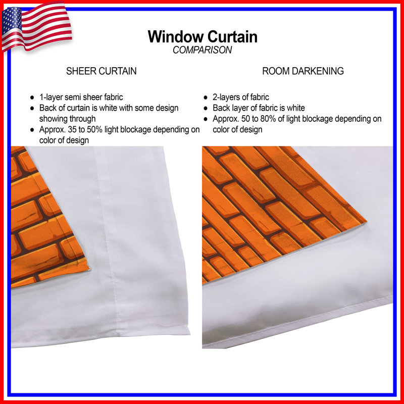 Rideaux de fenêtre Brick Wall, 40 po x 52 po - 2 panneaux, Obscurcissement de chambre
