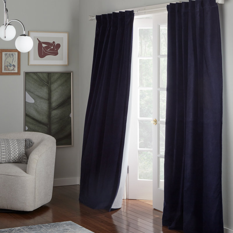Vincenzo Blackout Curtain Single Panel, Navy, 52" W x 108" L