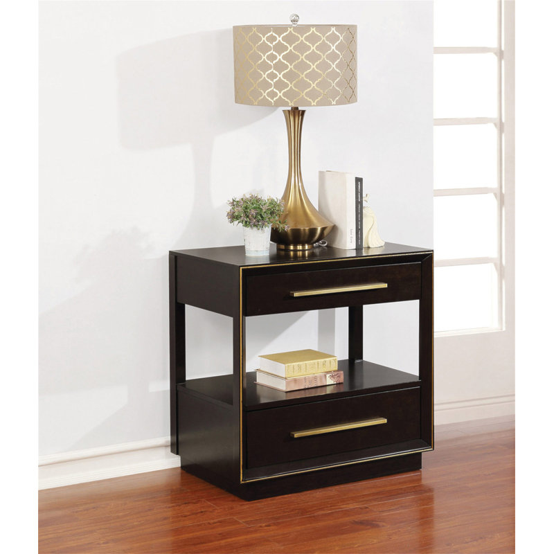 2 Drawers Nightstand With Shelf