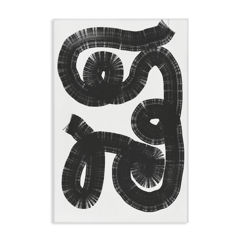 Toile en spirale noire et blanche, design par Anna Lischenko, H 36 po x l 24 po