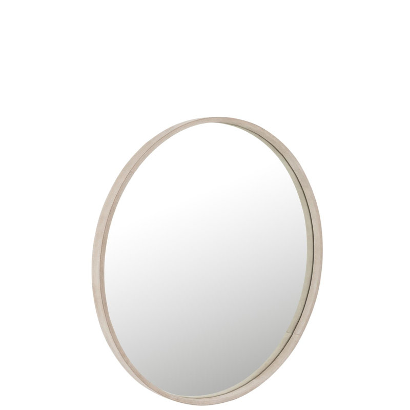 Jamel Leather Flat Mirror, 60 H x 60 W, Beige
