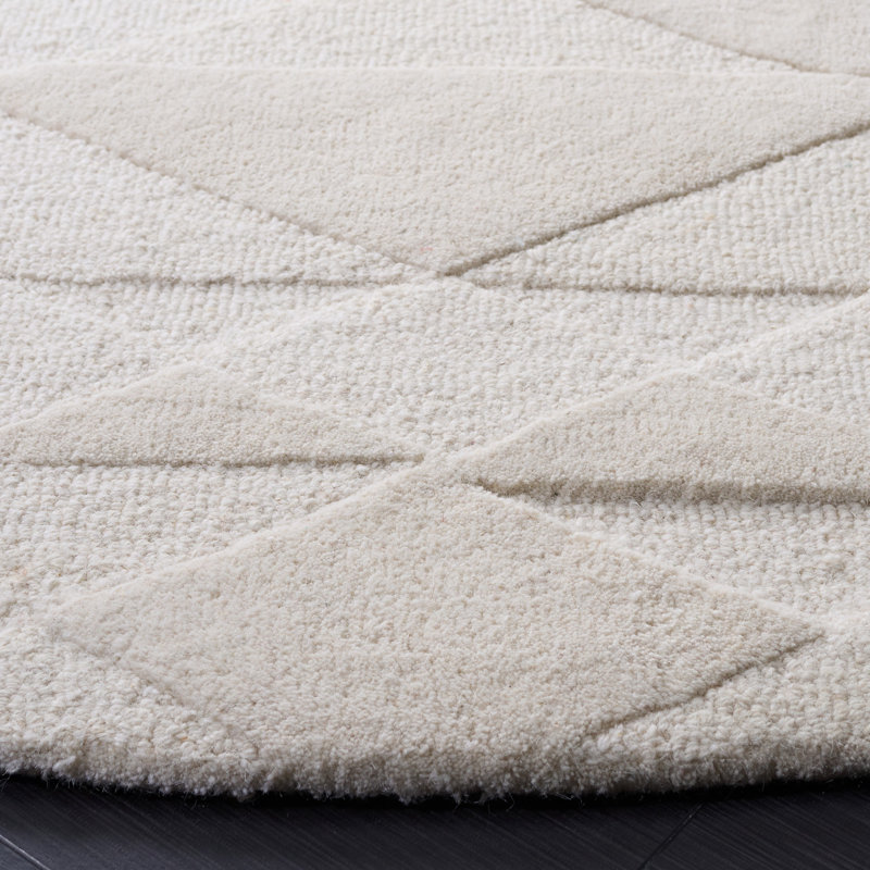 Rodeo Drive Hand Tufted Wool/Cotton Solid Color Rug in Ivory, Round 6'