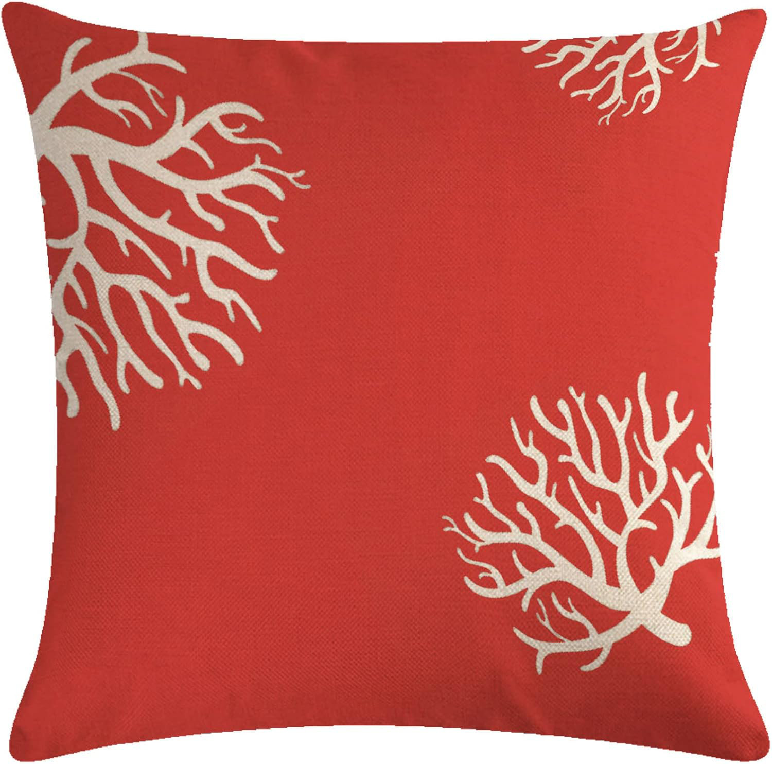 AMIPOR Coastal Coral Pillow Covers Red Background Beach/Ocean