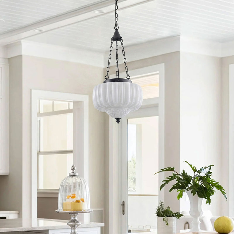 4-Lamp White Jade Glass Dimmable Pendant Light