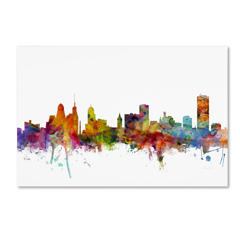 « buffalo new york horizon », reproduction d’impression sur toile tendue, H 22 po x l 32 po x P 2 po