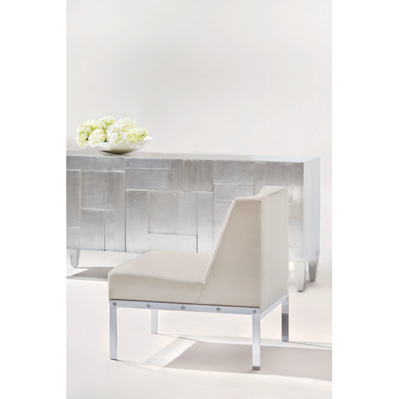 Black Teak and Nickel Transitional Entertainment Console with Cabinet
