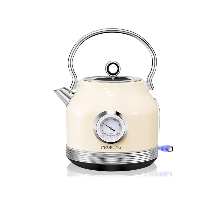 Bouilloire électrique en acier inoxydable de 1,7 l, Beige