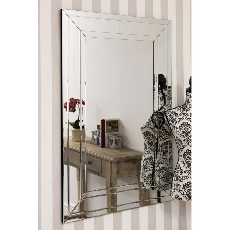 Deluna Glass Flat Wall Mirror, 120cm H x 80cm W