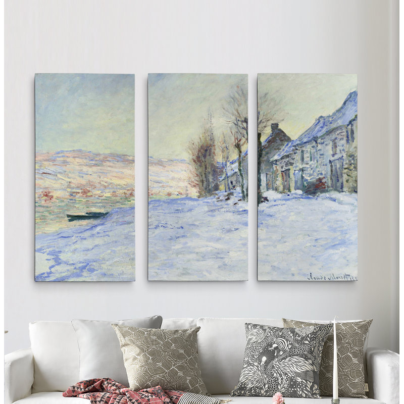 « soleil et neige » par claude monet, reproduction d’image multi-pièces sur toile, H 24 po x l 36 po x P 1,5 po