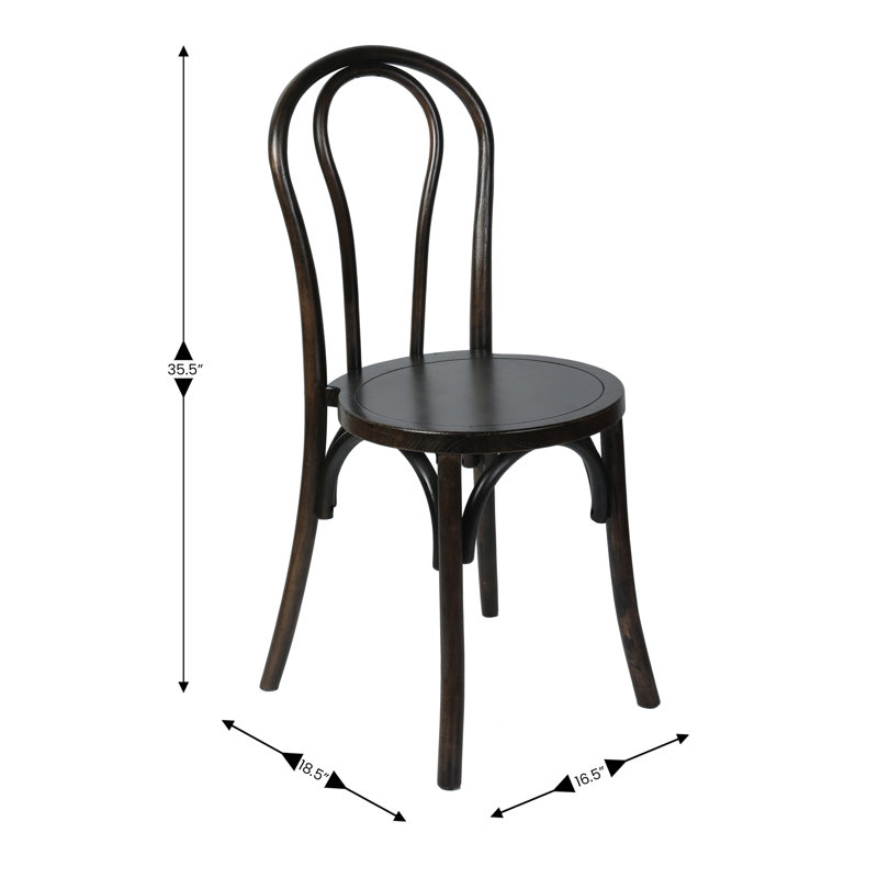 Chaise empilable commerciale en bois massif avec patins fixes, 2, Brun