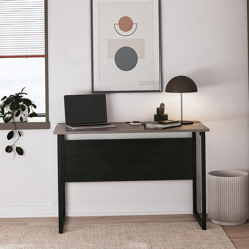 Writing Desk With Metal Legs, Silver Gray