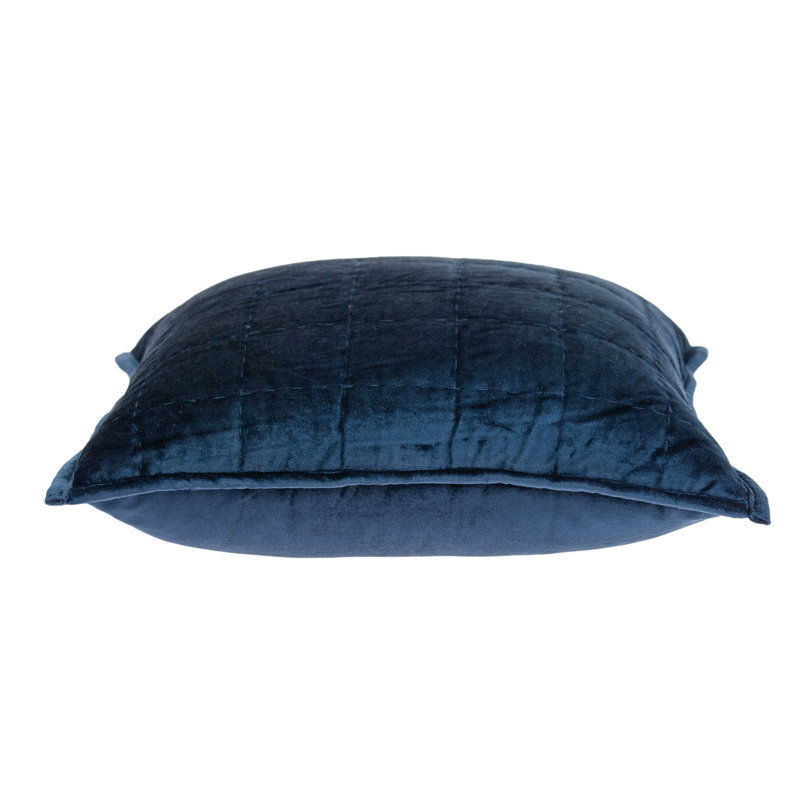 Navy Blue Quilted Cotton Blend Square Pillow
