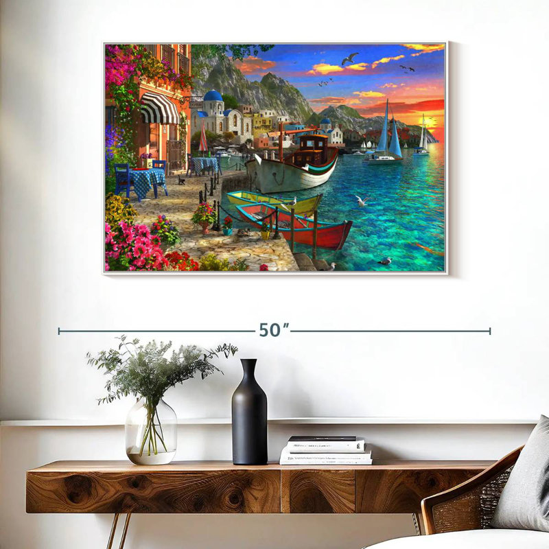 Grandios Grèce, Cadre flottant blanc, 40 po x 27 po