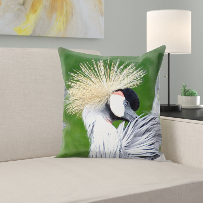 Coussin décoratif à grues couronne
