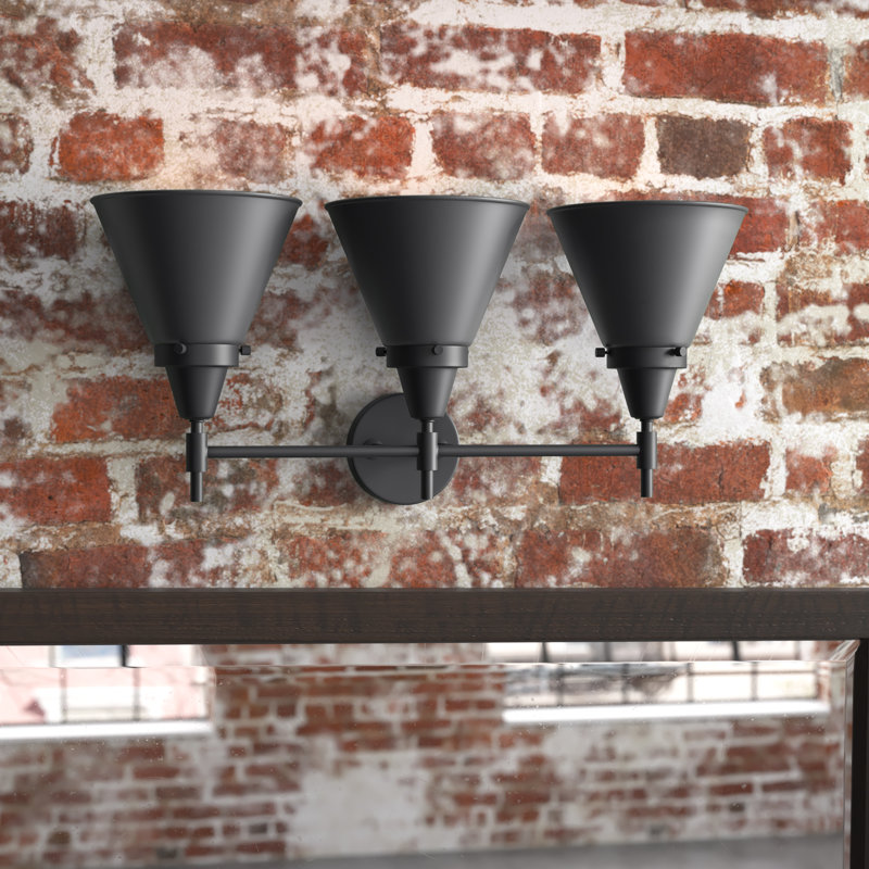 Gayle 3 - Light Dimmable Vanity Light, 4 Watt Vintage LED Bulb, Matte Black, Matte Black