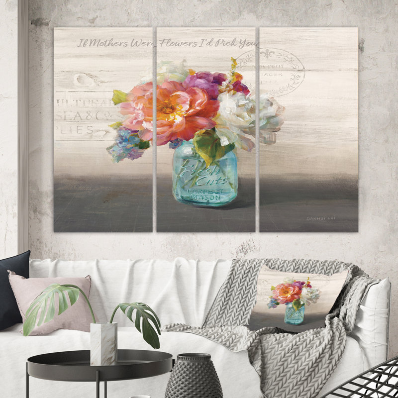 « french artisanat bouquet i mères », peinture sur toile de première qualité, H 28 po x l 36 po x P 1 po