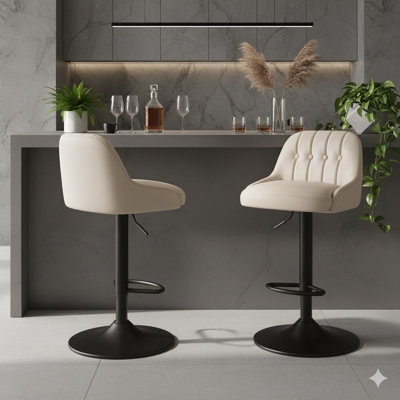 Upholstered Swivel Counter Stool Adjustable Height with Metal Frame by Ebern Designs