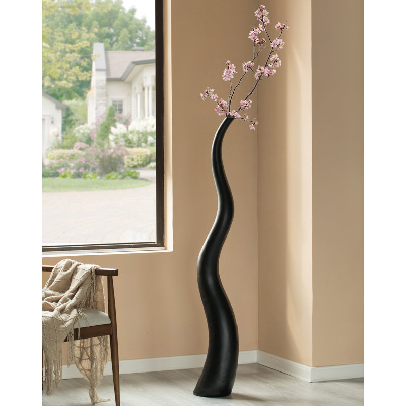 Vase de plancher en forme de corne d'animal pour la salle à manger d'entrée ou le salon, céramique, H 51 po x l 7 po x P 7 po