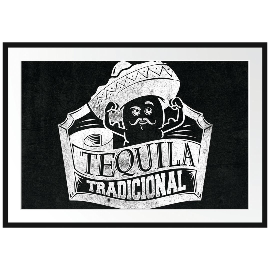 Gerahmtes Poster Tequila Tradicional Black