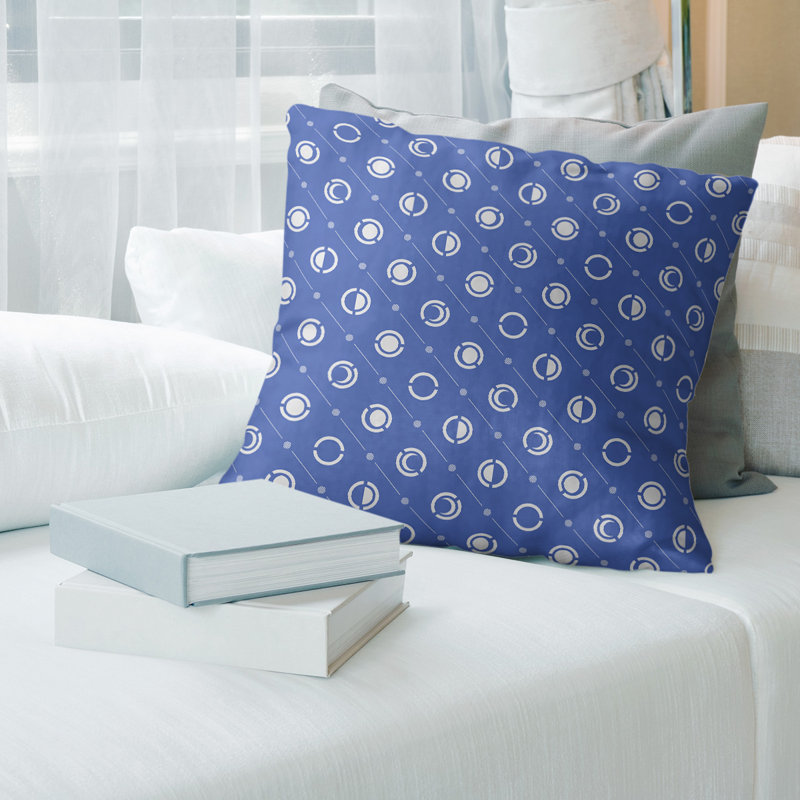 Motif de phases de lune classiques Coussin décoratif, Duvet synthétique, Bleu clair, H 16 po x l 16 po