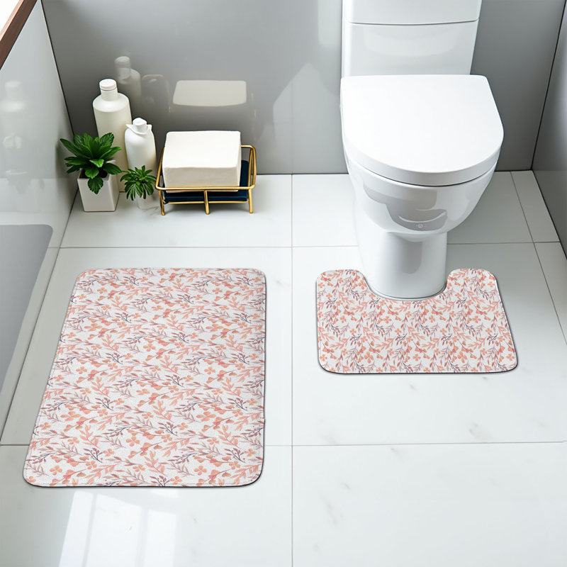  Ensemble de 2 tapis floraux pour salle de bain