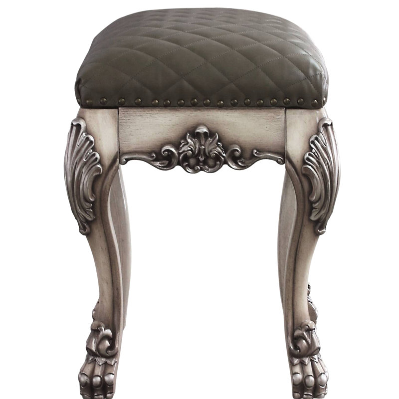 Superbe tabouret de coiffeuse gris et blanc os rétro pour une chambre à coucher captivante et confortable