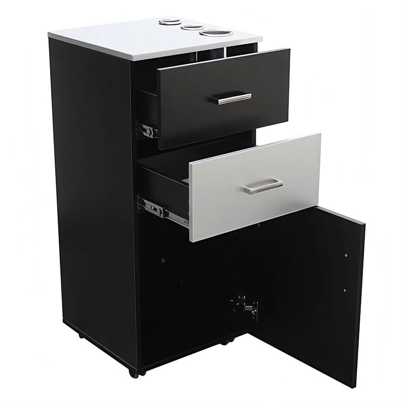 Meuble-lavabo à roulettes, Noir / blanc