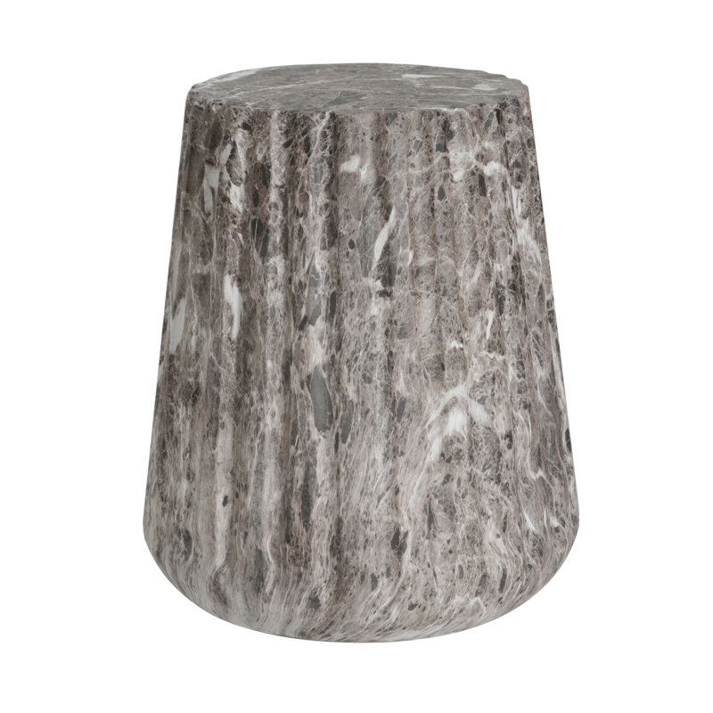 Outdoor Cleme Carved Side Table, Brown, Brown