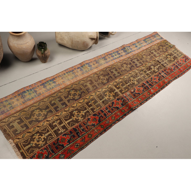 Tapis décoratif turc authentique fait à la main avec motif géométrique multicolore pour décoration bohémienne