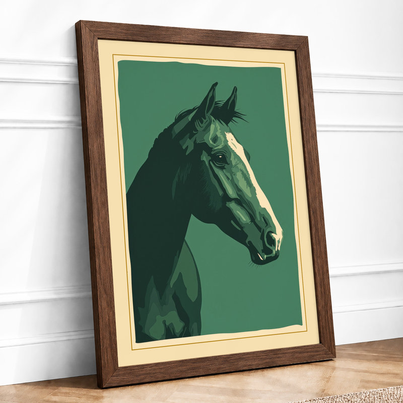 Horse in Profile Classical - Framed Print, A2 - 59.4 x 42.0 cm, Walnut