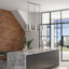 Très grand lustre linéaire en nickel brossé 3 lumières Ordaz-121436258