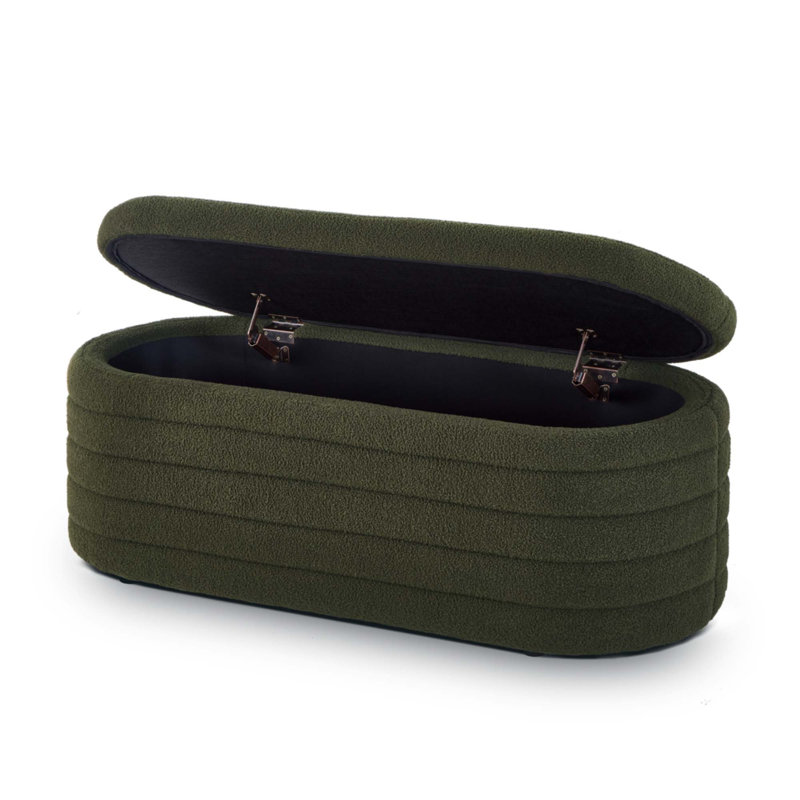 Banc de rangement moderne avec repose-pieds ovale, Vert foncé