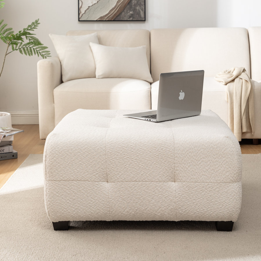 Ashyiah 32'' Wide Upholstered Tufted Ottoman