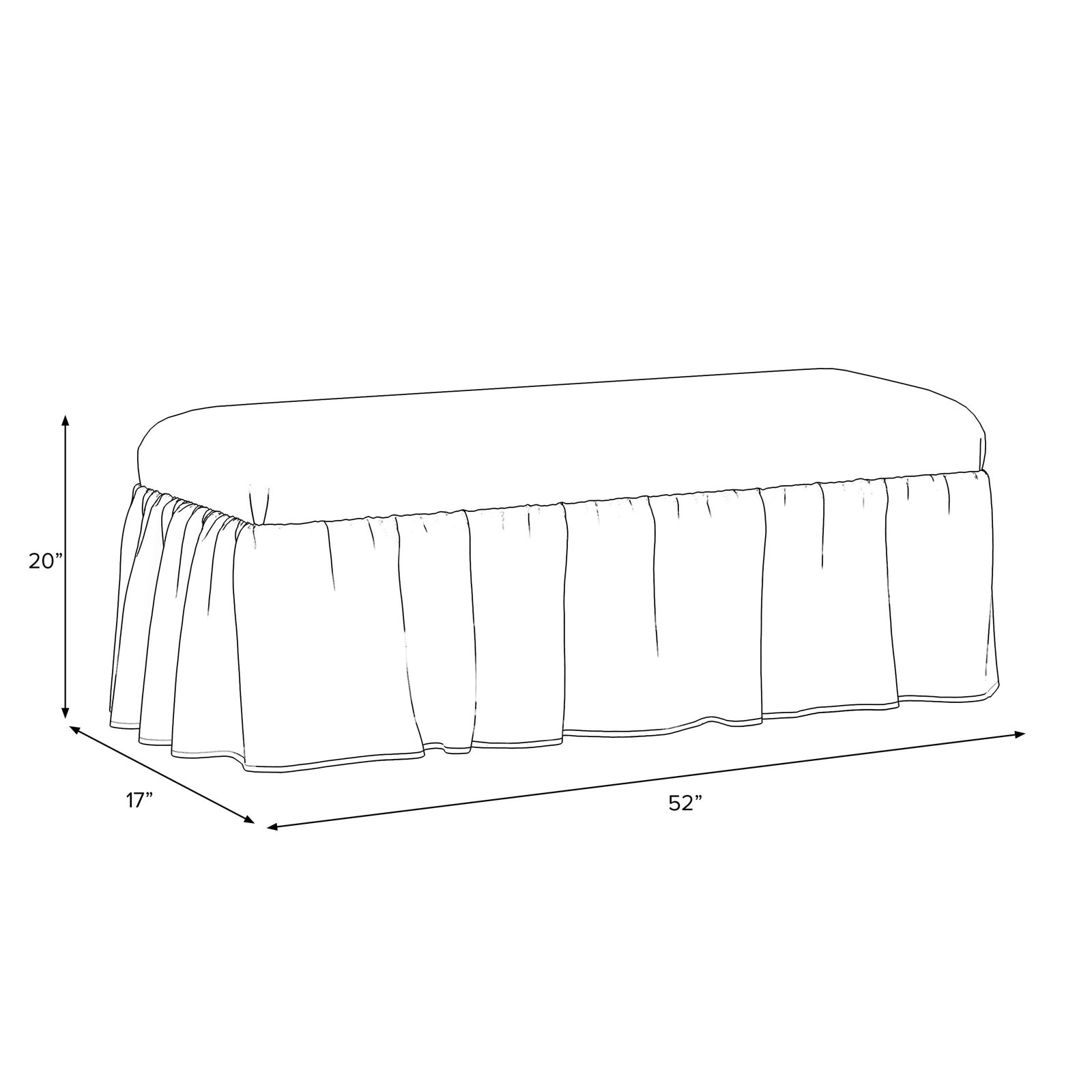 Maggie Ruffle Dining Bench, Classic Linen Linen