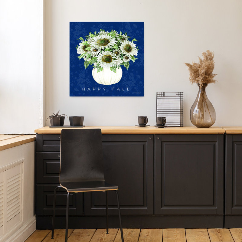 Art contemporain abstrait marguerite, H 18 po x l 18 po