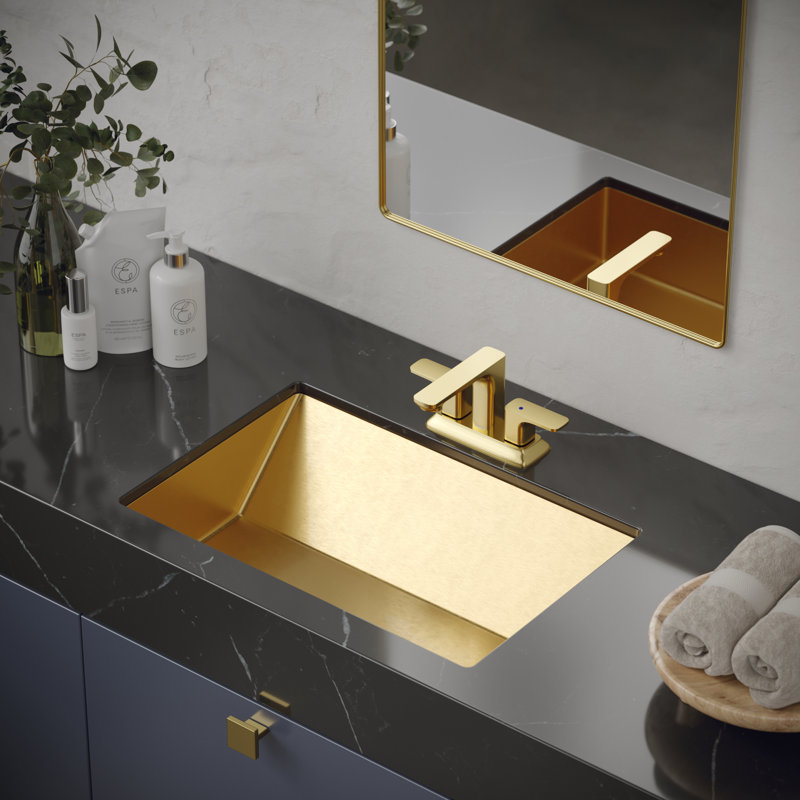 Karran Cinox 15.75'' Stainless Steel Rectangular Bathroom Sink, Gold